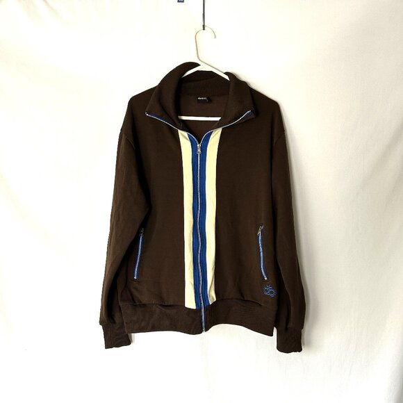 Ace Vintage Track Jacket  Brown XL  Stripe Accents (Holes) - Picture 1 of 6